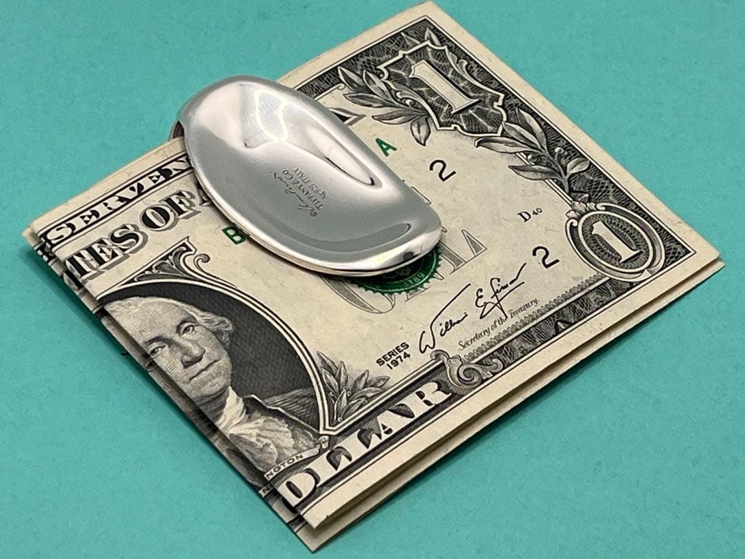 c444 廃盤　希少　美品　ティファニー　ビーン　マネークリップ　Ag925