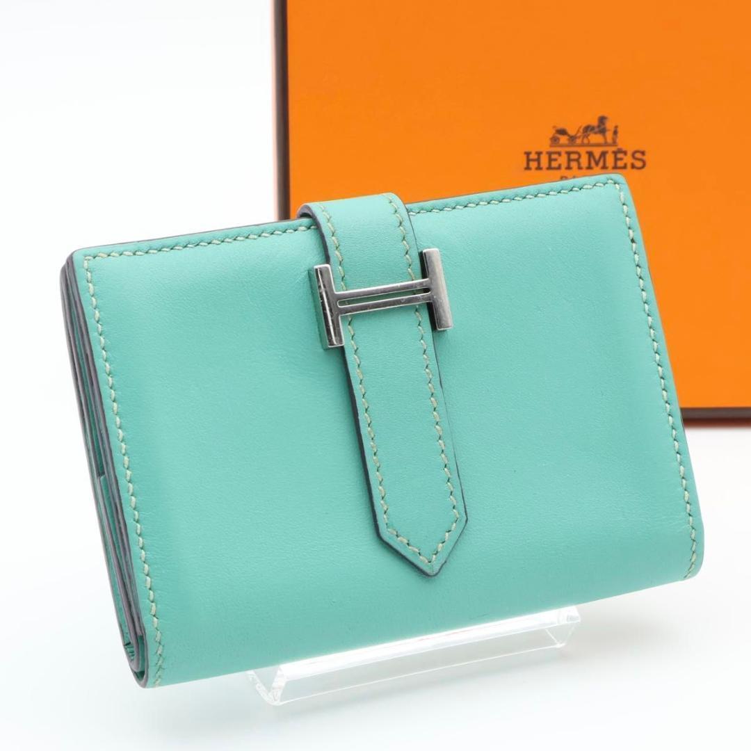 【極美品】HERMES ベアンミニ　ヴォースイフト　ミント系　二つ折り財布