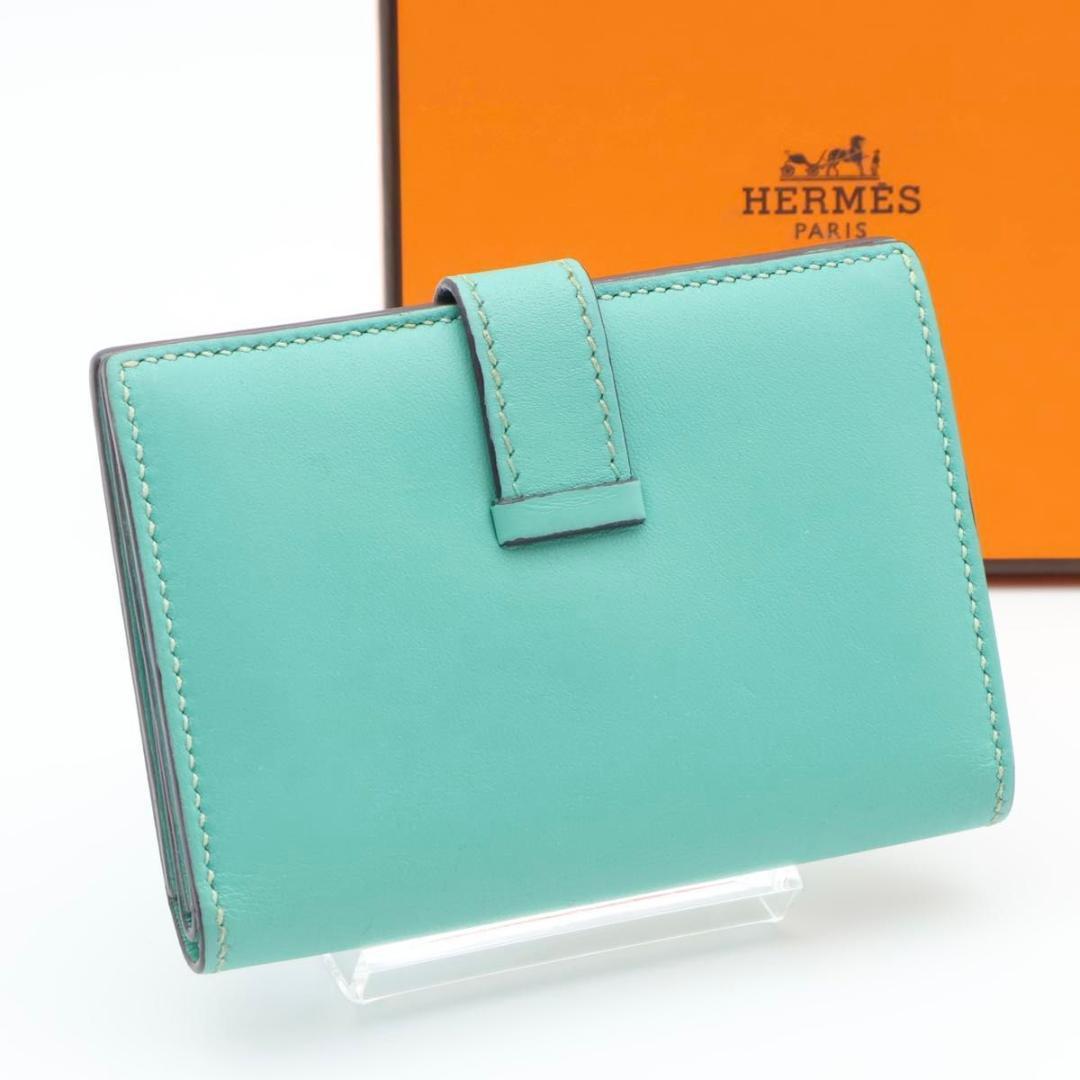 【極美品】HERMES ベアンミニ　ヴォースイフト　ミント系　二つ折り財布