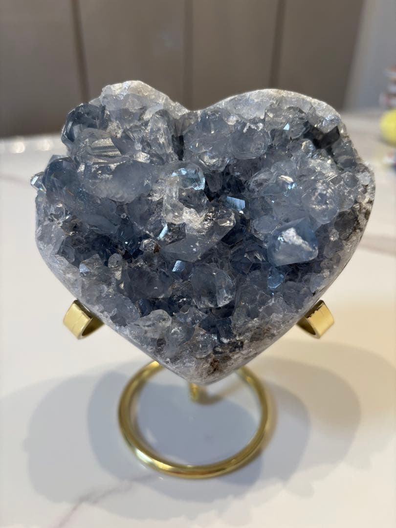 ハート型青灰色クリスタル
