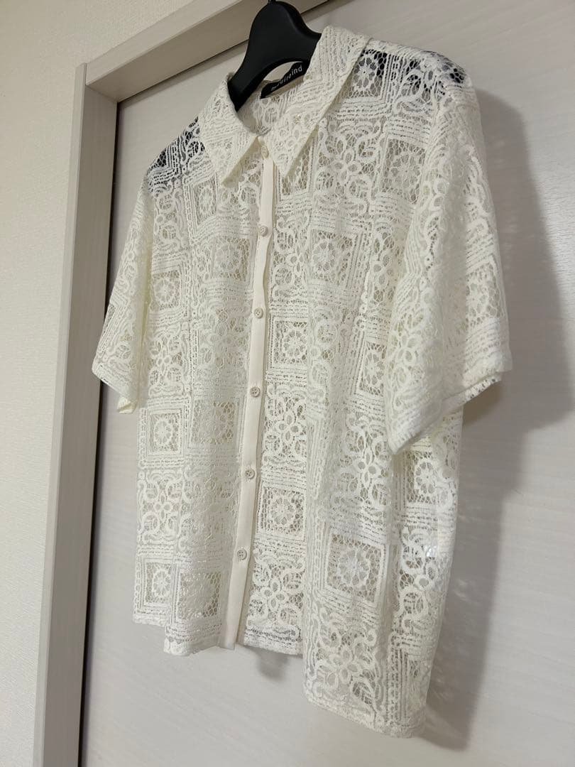 mizuiro ind レース半袖シャツ アイボリー