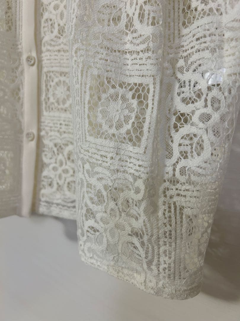 mizuiro ind レース半袖シャツ アイボリー