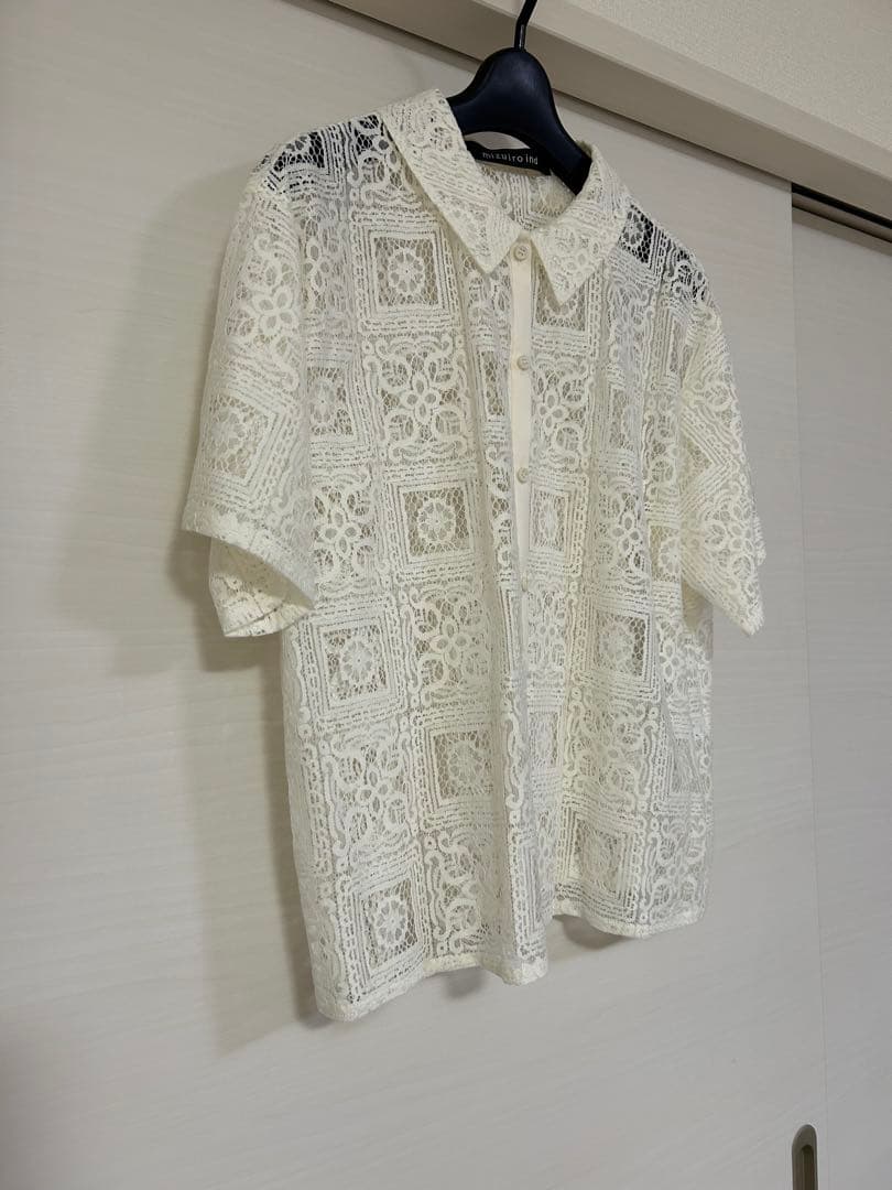 mizuiro ind レース半袖シャツ アイボリー
