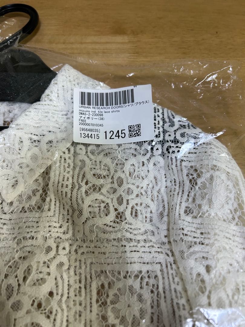 mizuiro ind レース半袖シャツ アイボリー