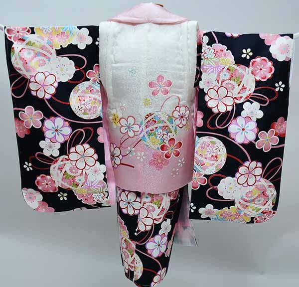 七五三 三歳 女児 正絹 被布着物フルセット 陽気な天使 お仕立て無料