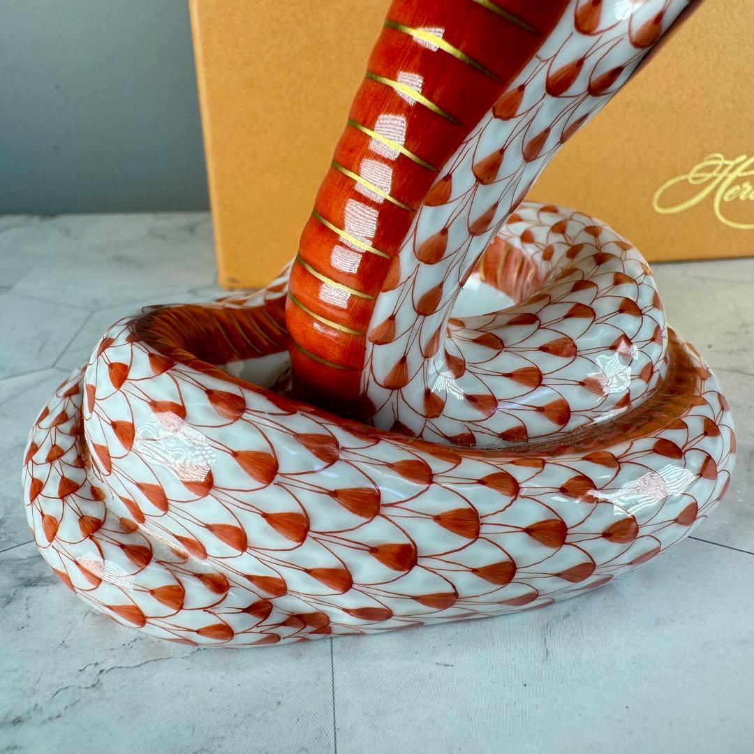 DA1295 ヘレンド　herend 蛇　ヘビ　コブラ　置物　陶器　フィギュリン