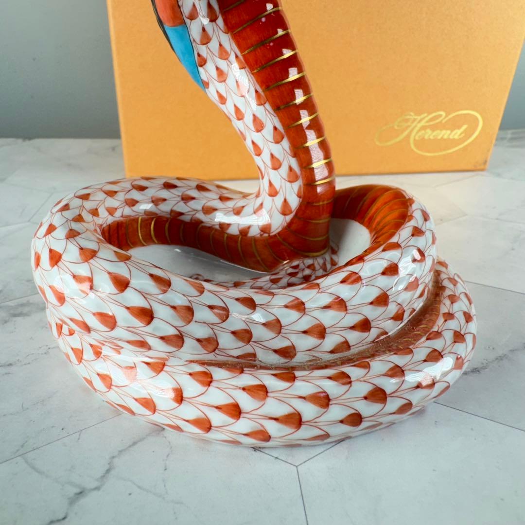 DA1295 ヘレンド　herend 蛇　ヘビ　コブラ　置物　陶器　フィギュリン