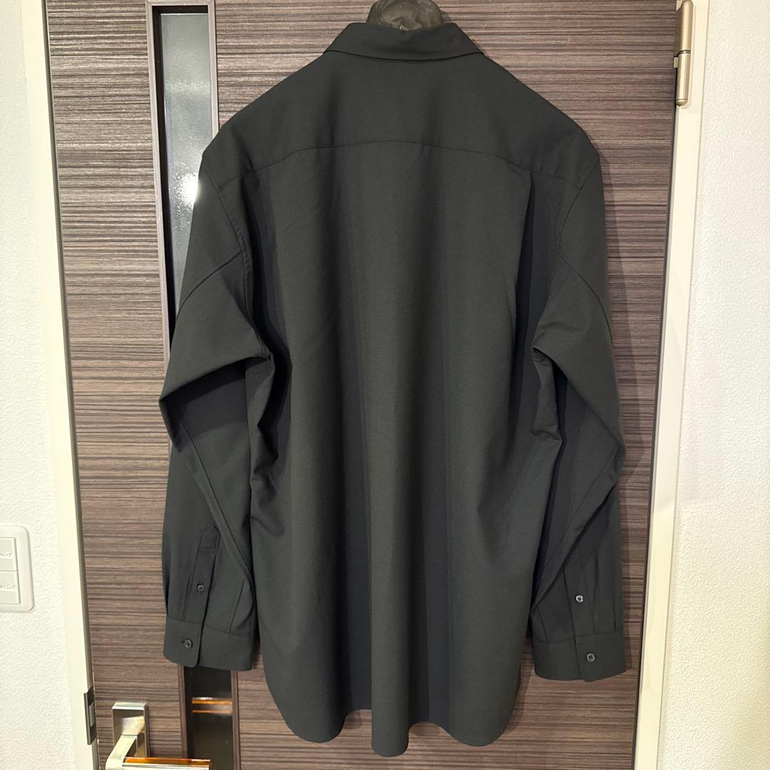 MUJI Labo 紳士 ウール混レギュラーカラーシャツ L ブラック