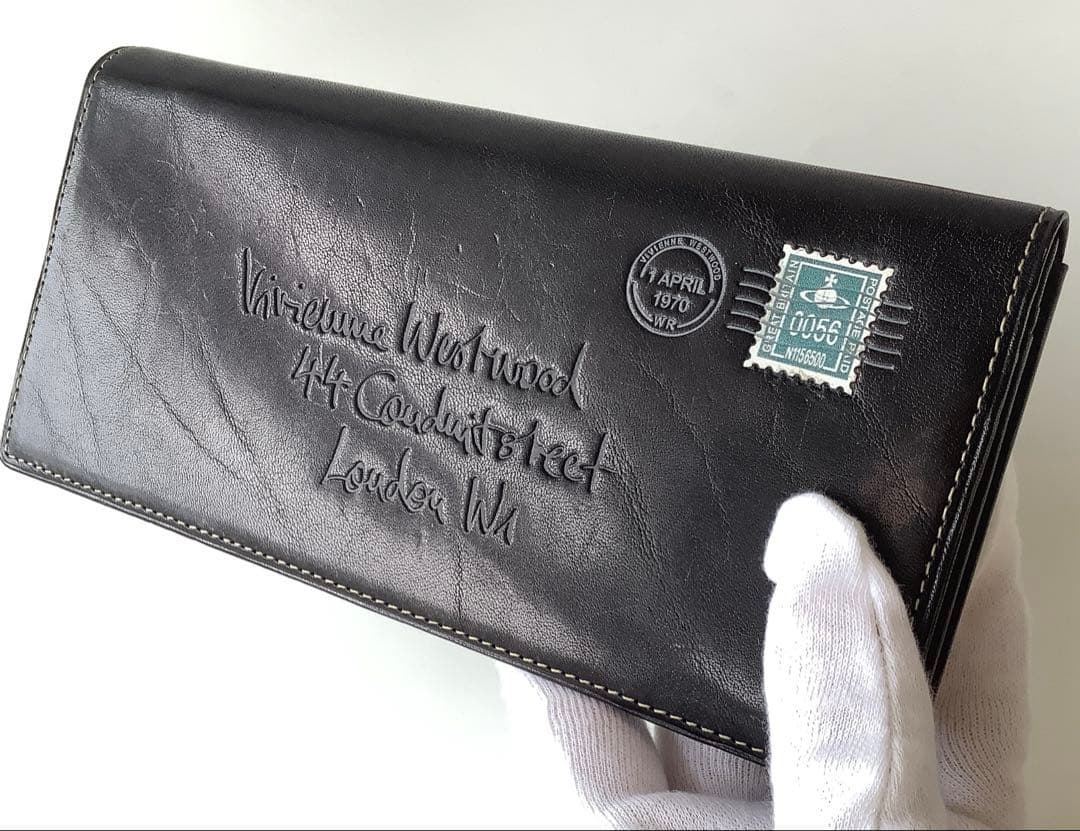 新品 ★ヴィヴィアンウエストウッド★エンベロープかぶせ長財布 スタンプ★ブラック
