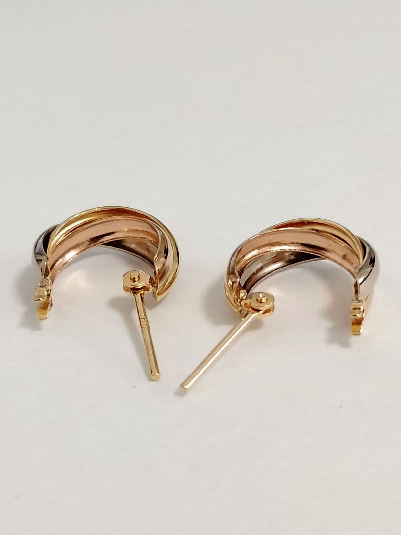 18金 スリーカラーフープピアス YG WG PG ゴールド 新品未使用②