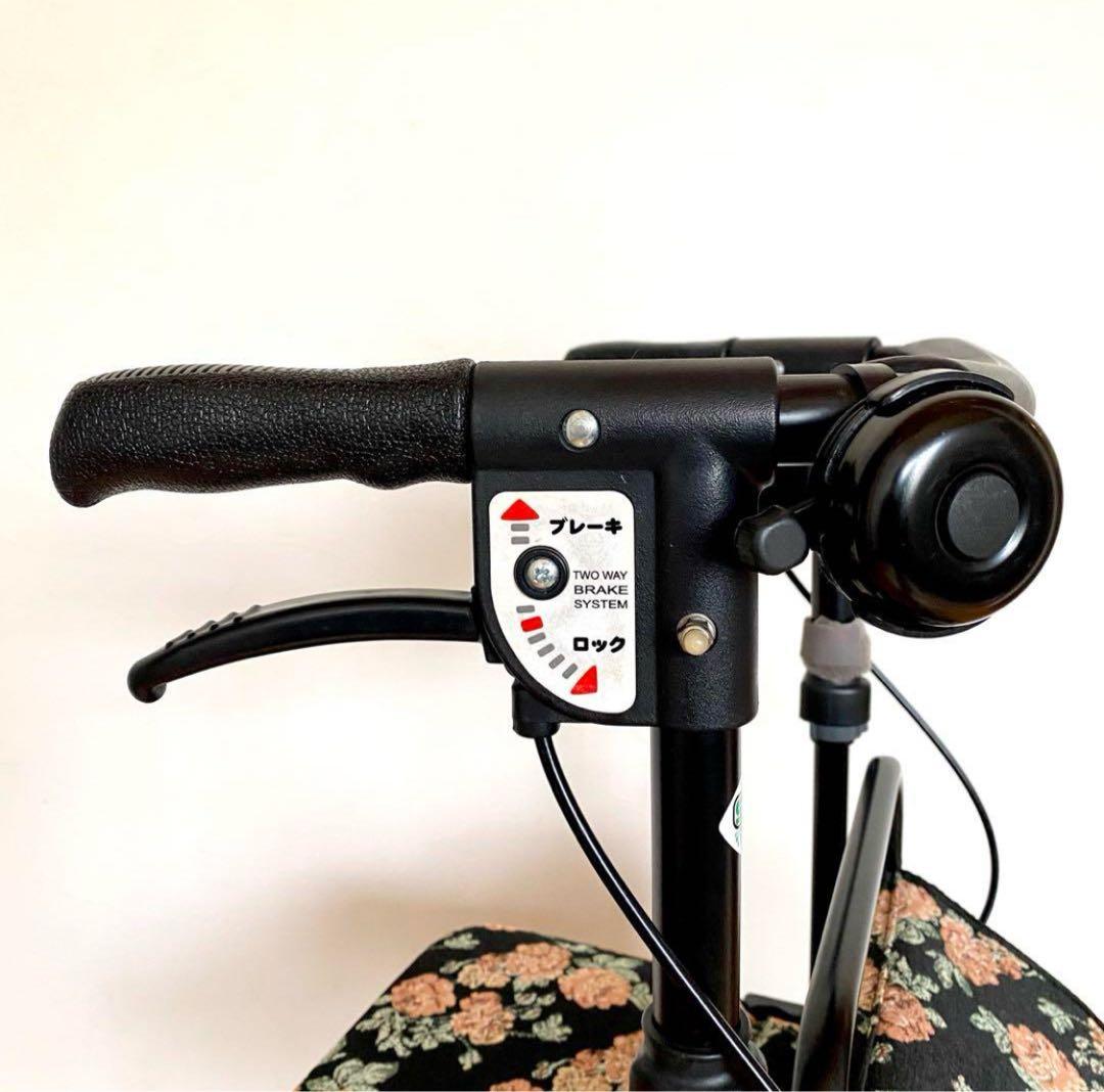 美品 座面付き シルバーカー 折畳式 スカイウォーカーS 島製作所 歩行器 花柄