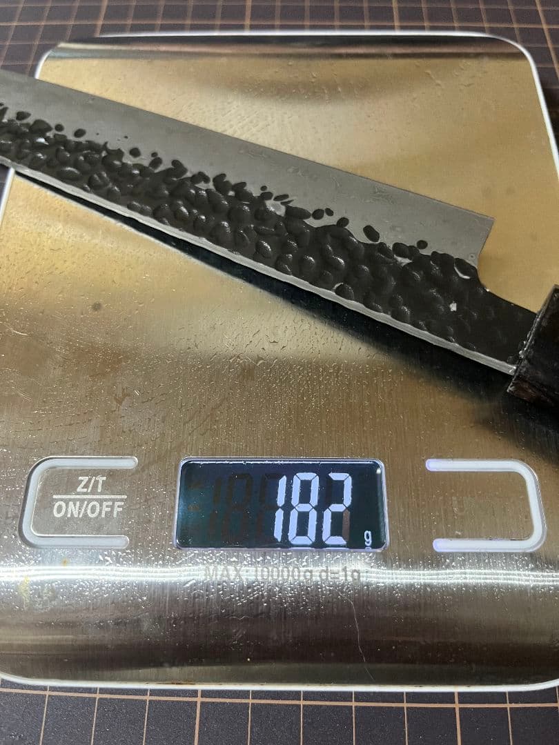 Ｖ金10号 刺身包丁 黒打鍛造 ダマスカス V10 八角柄 先丸柳刃 包丁