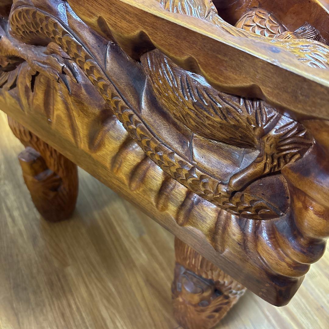 中国美術 木彫 彫刻 天然木 テーブル 美術品