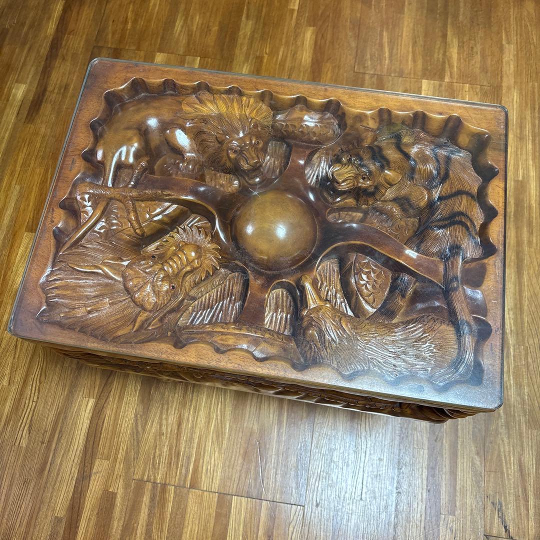 中国美術 木彫 彫刻 天然木 テーブル 美術品