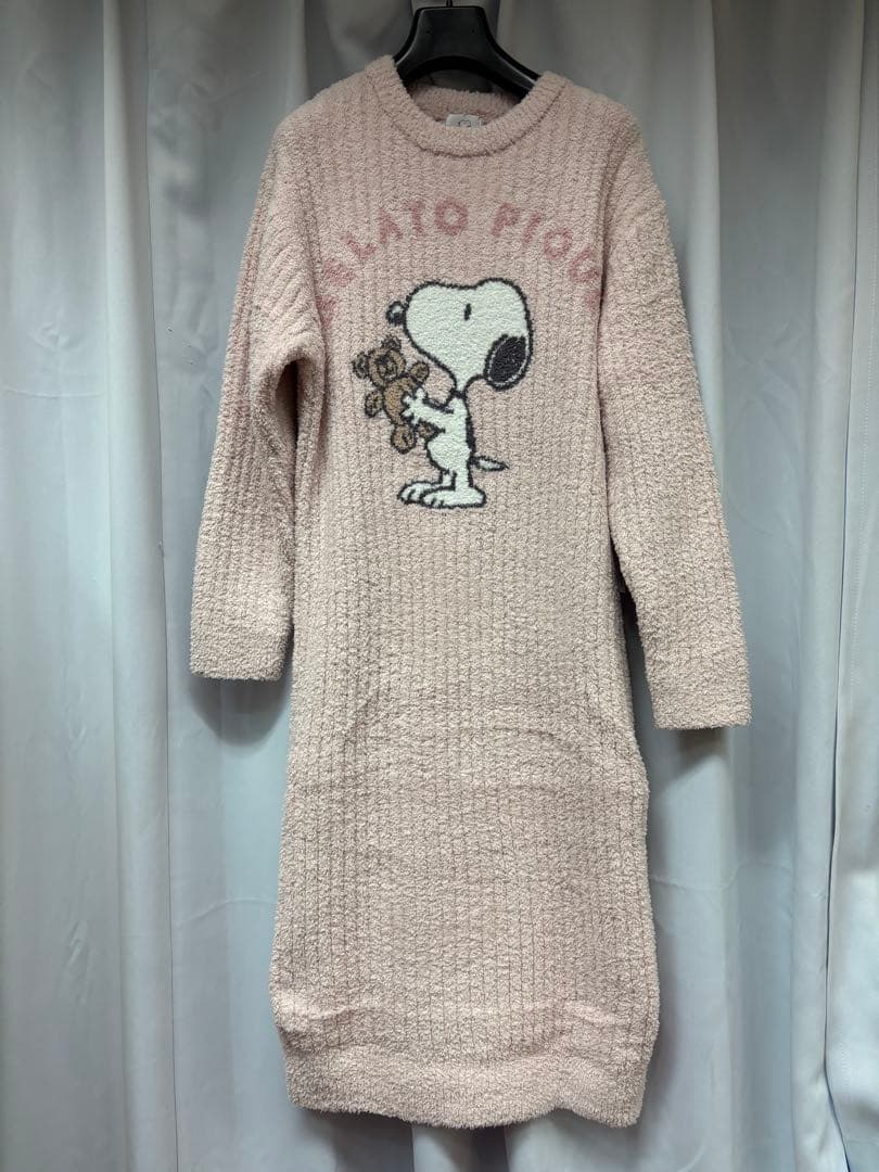 ジェラピケ　スヌーピーコラボ　ルームウェアベビモコジャガードワンピース ピンク