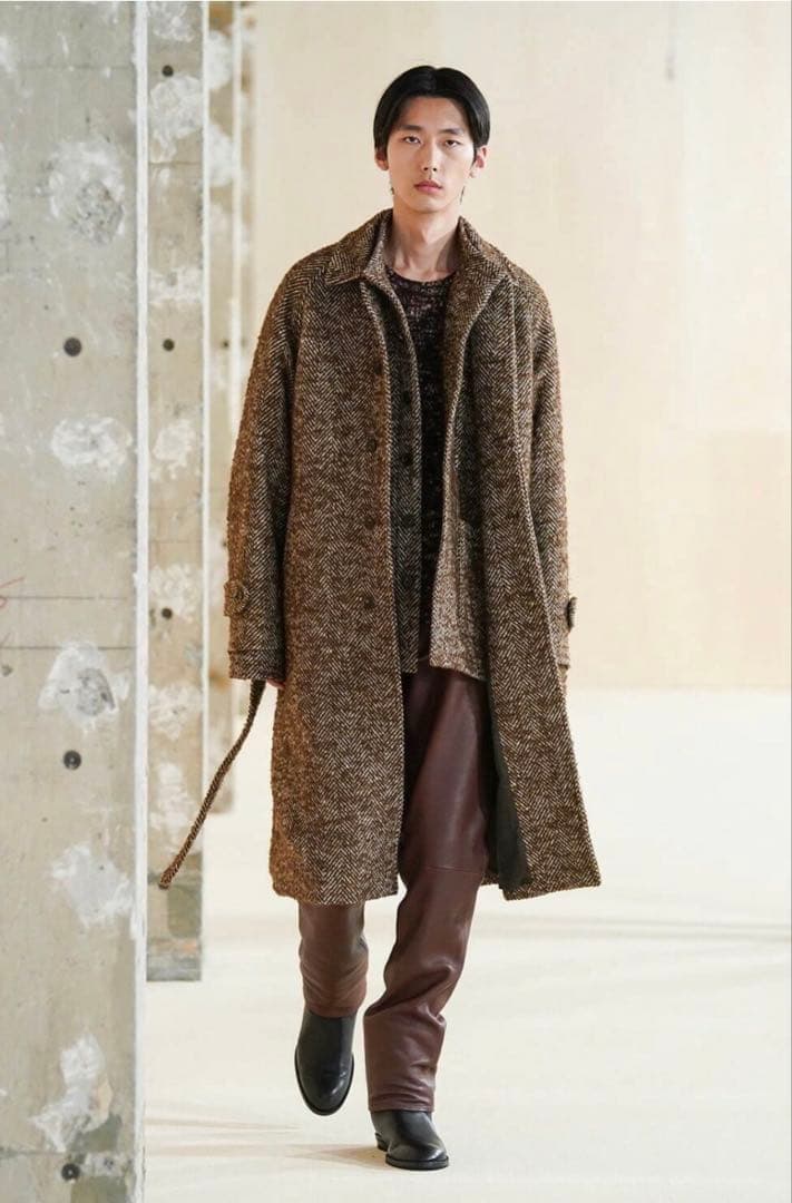 オーラリー　WOOL ALPACA HERRINGBONE TWEED COAT