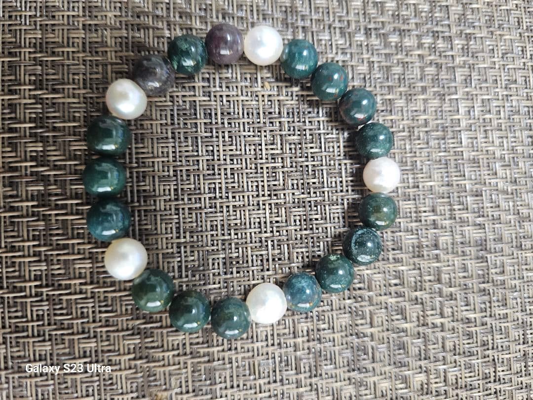 出雲瑪瑙８mmと伊勢志摩あこや真珠８mm　ブレスレット