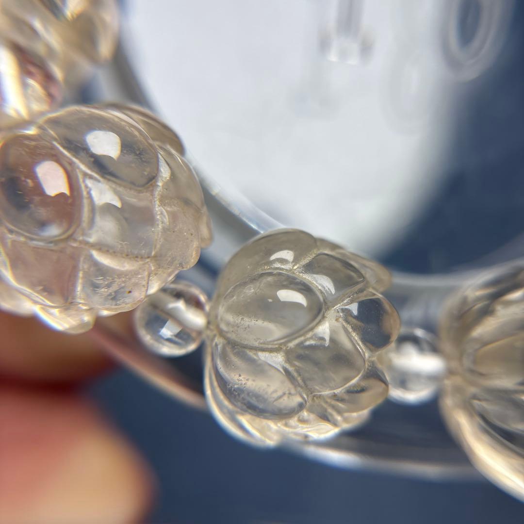 イチオクノホシ様おまとめ水晶　蓮花彫りブレスレット　11-118