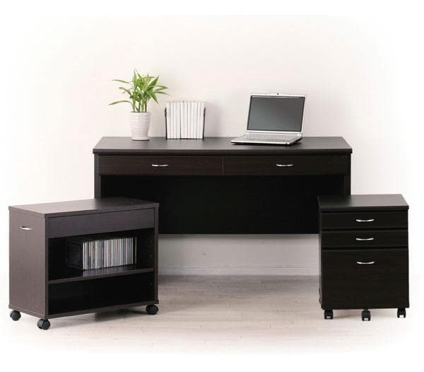 システムデスク/デスク チェスト ラック 3点セット W120 ブラウン