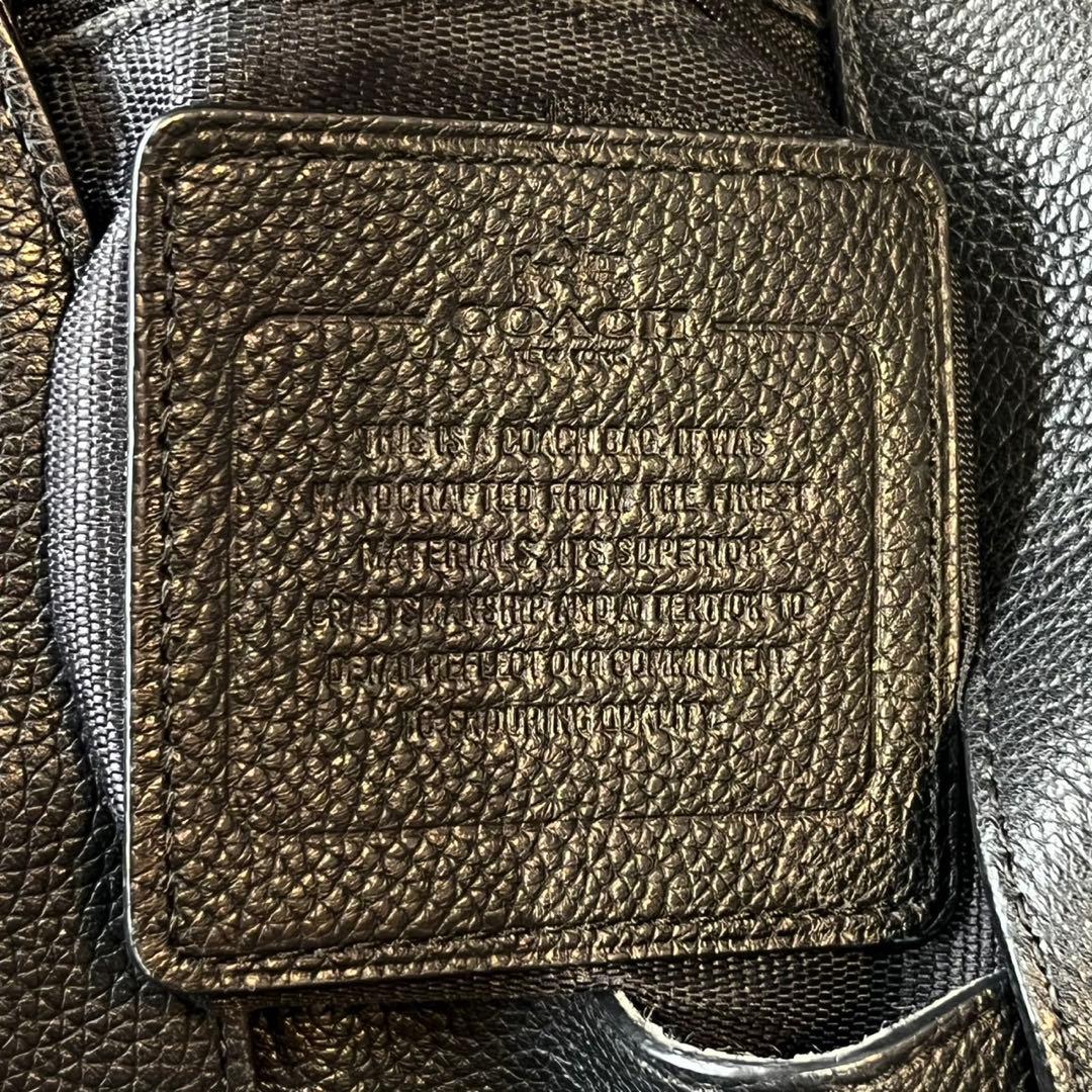 coach 黒　イーディー　ホースキャリッジ　レザー　トートバッグ
