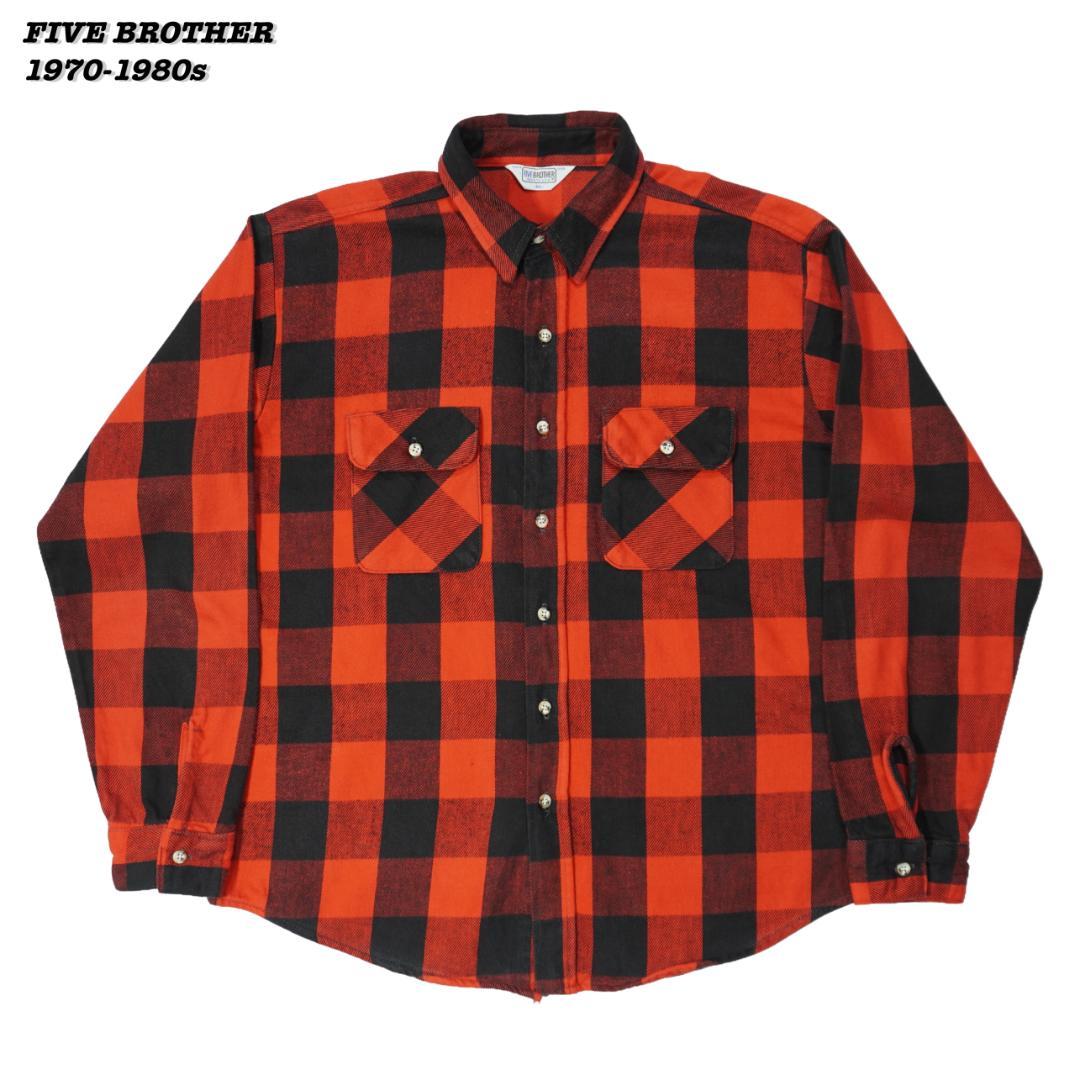 トップス FIVE BROTHER FLANNEL SHIRTS 1970s 1980s