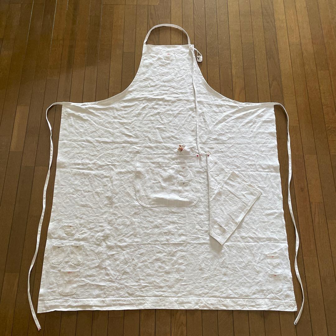 アンティーク　リネン　エプロン