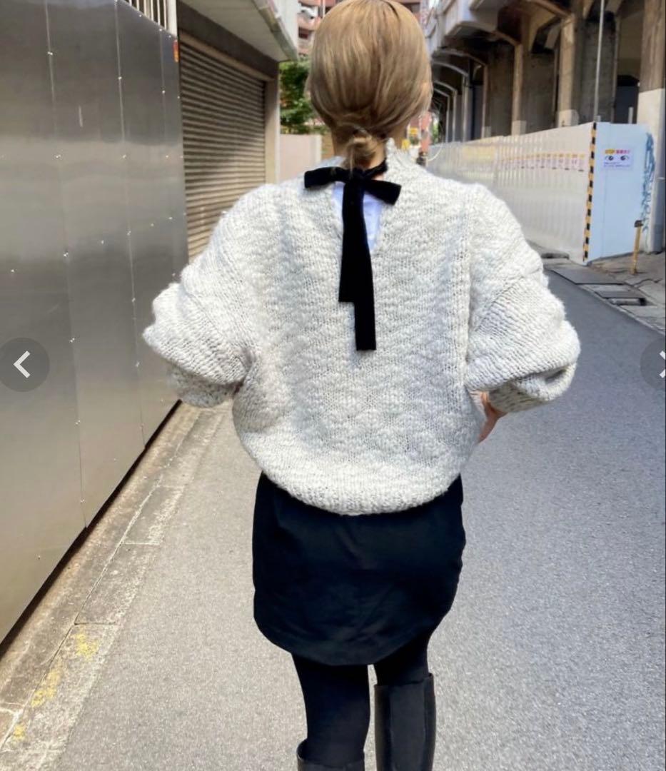 ISOOK スラブヤーンリボンデザインハンドニット