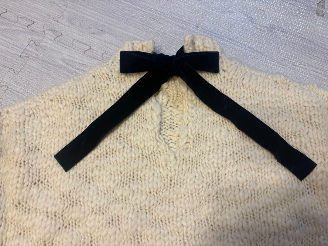 ISOOK スラブヤーンリボンデザインハンドニット