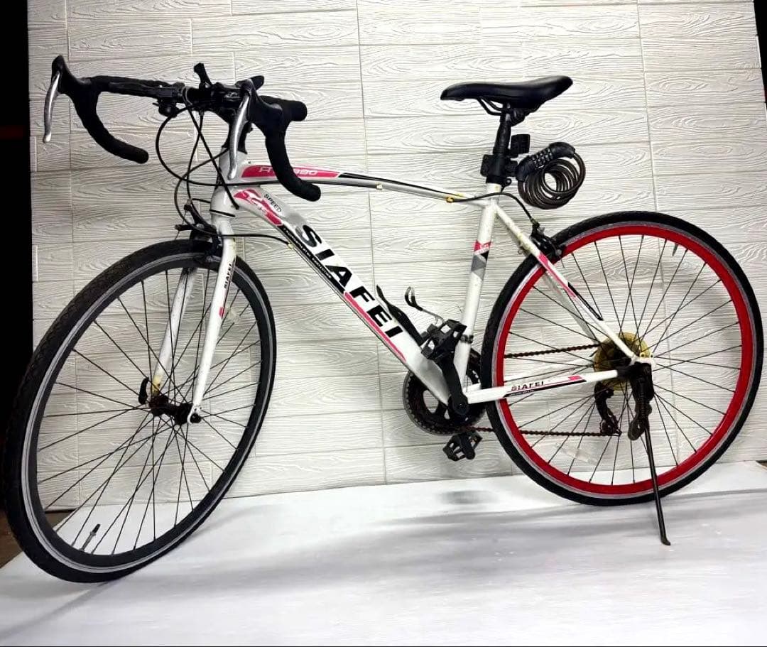 SIAFEI ロードバイク ホワイト/レッド ATX980
