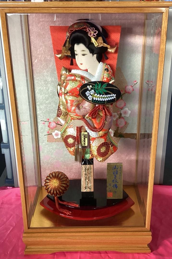 ② 羽子板飾り　本仕立押絵　隆山作　春彩　藤娘　本つげかんざし　20号