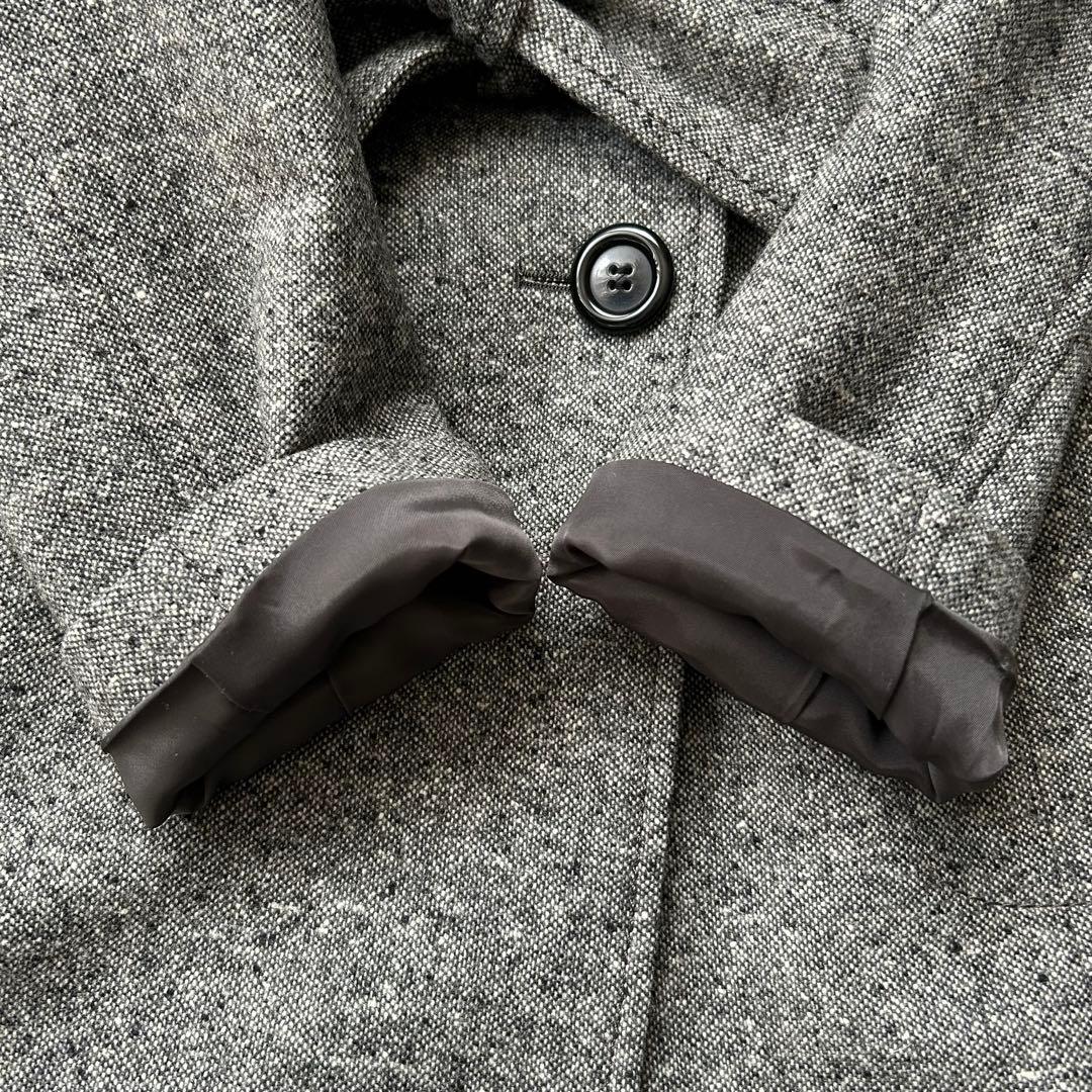 未使用級 23区 カシミヤ混 ツイード ロングコート ダブル グレー ベルト