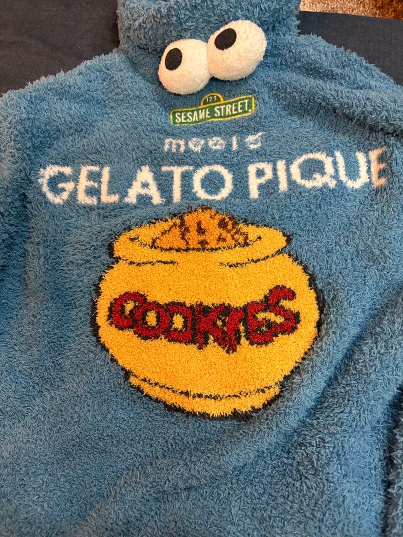 未使用ジェラートピケクッキーモンスターワンピース青ブルーPWNO235008