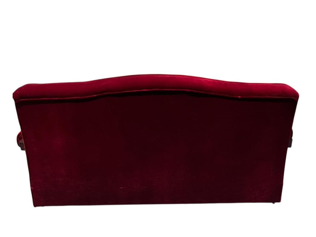 ◇昭和レトロ 古家具 3人掛けベロアソファー アームチェア ヴィンテージ 赤