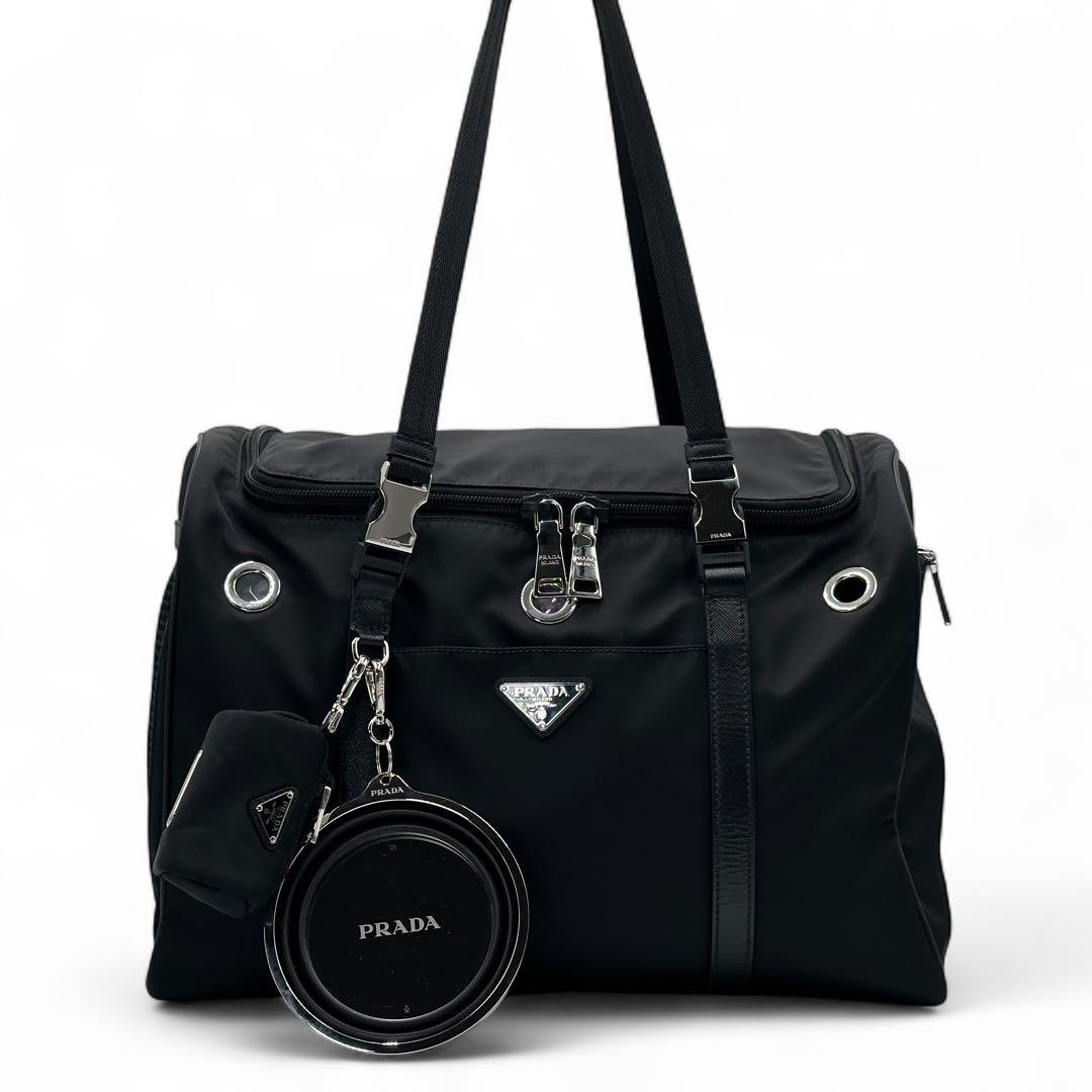 【現行】PRADA プラダ　Re-Nylon xサフィアーノレザー ペットバッグ