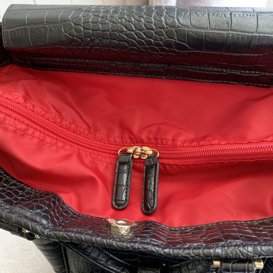 極美品【SWANY スワニー】クロコ型押し トート キャリーバッグ Lサイズ