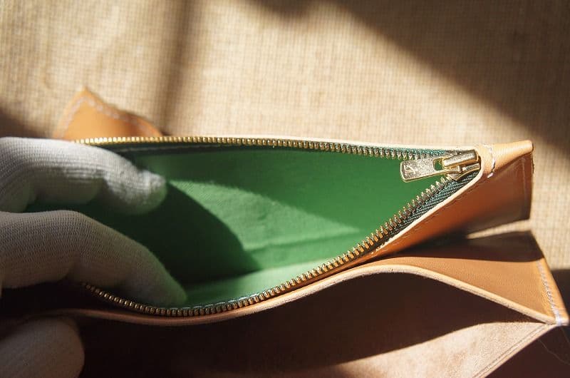 送料無料　ルガトショルダーのバイカーズウォレット【パロットグリーン】