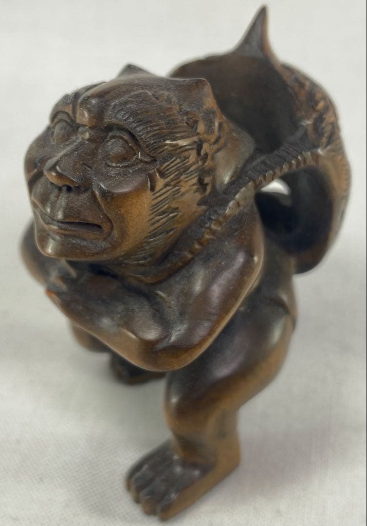 根付　柘植根付　柘植材　置物　鬼　黃楊繊細彫刻　木製