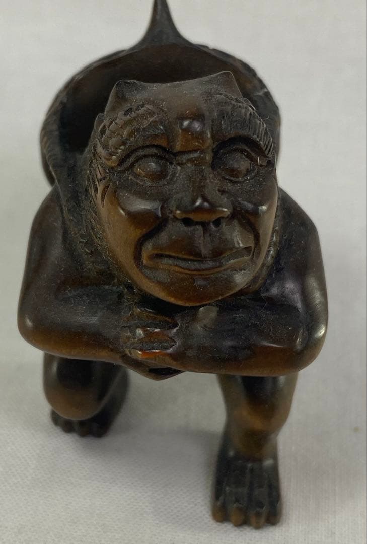 根付　柘植根付　柘植材　置物　鬼　黃楊繊細彫刻　木製