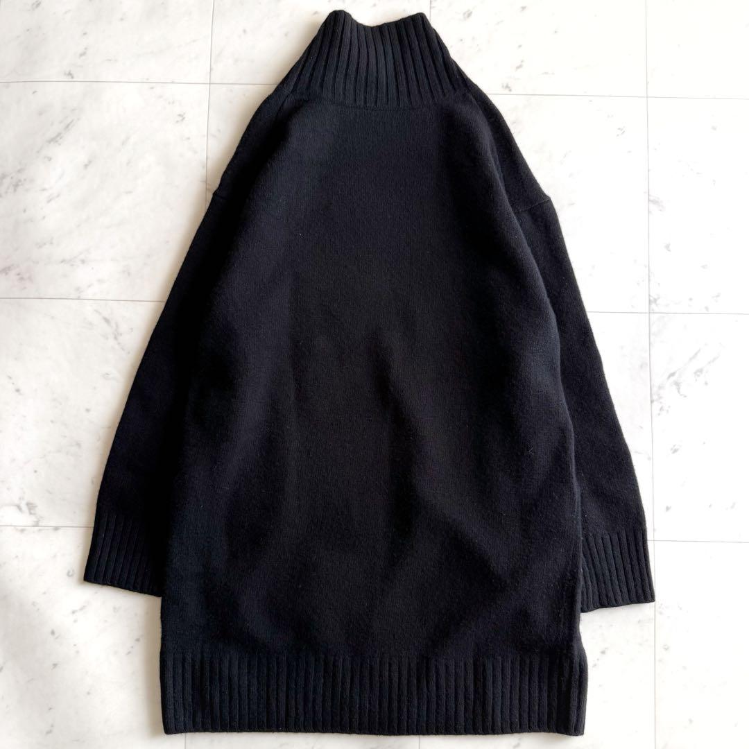 美品 プラージュ ウールカシミヤ チュニック丈 ハイネック ニット◆ブラック