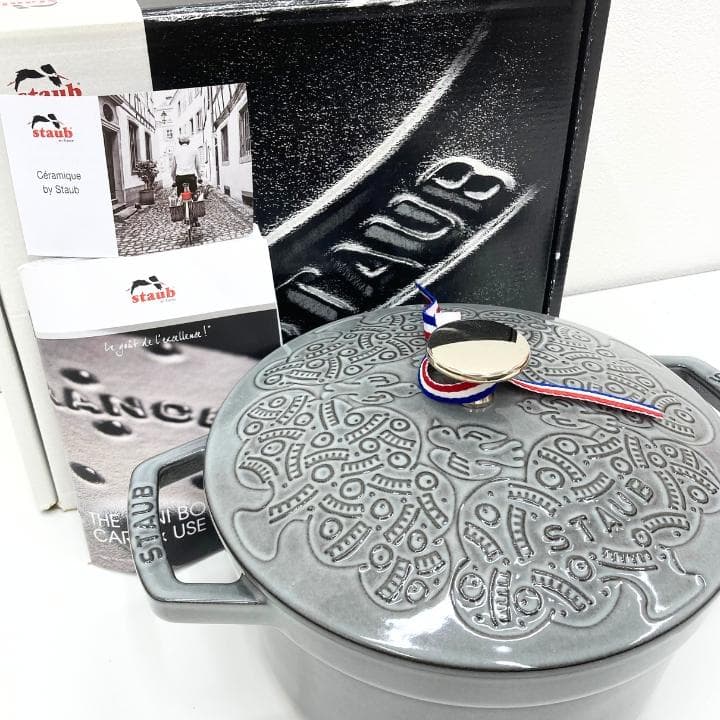 【N】ストウブ STAUB ミナペルホネン ココットラウンド20 グレー 未使用