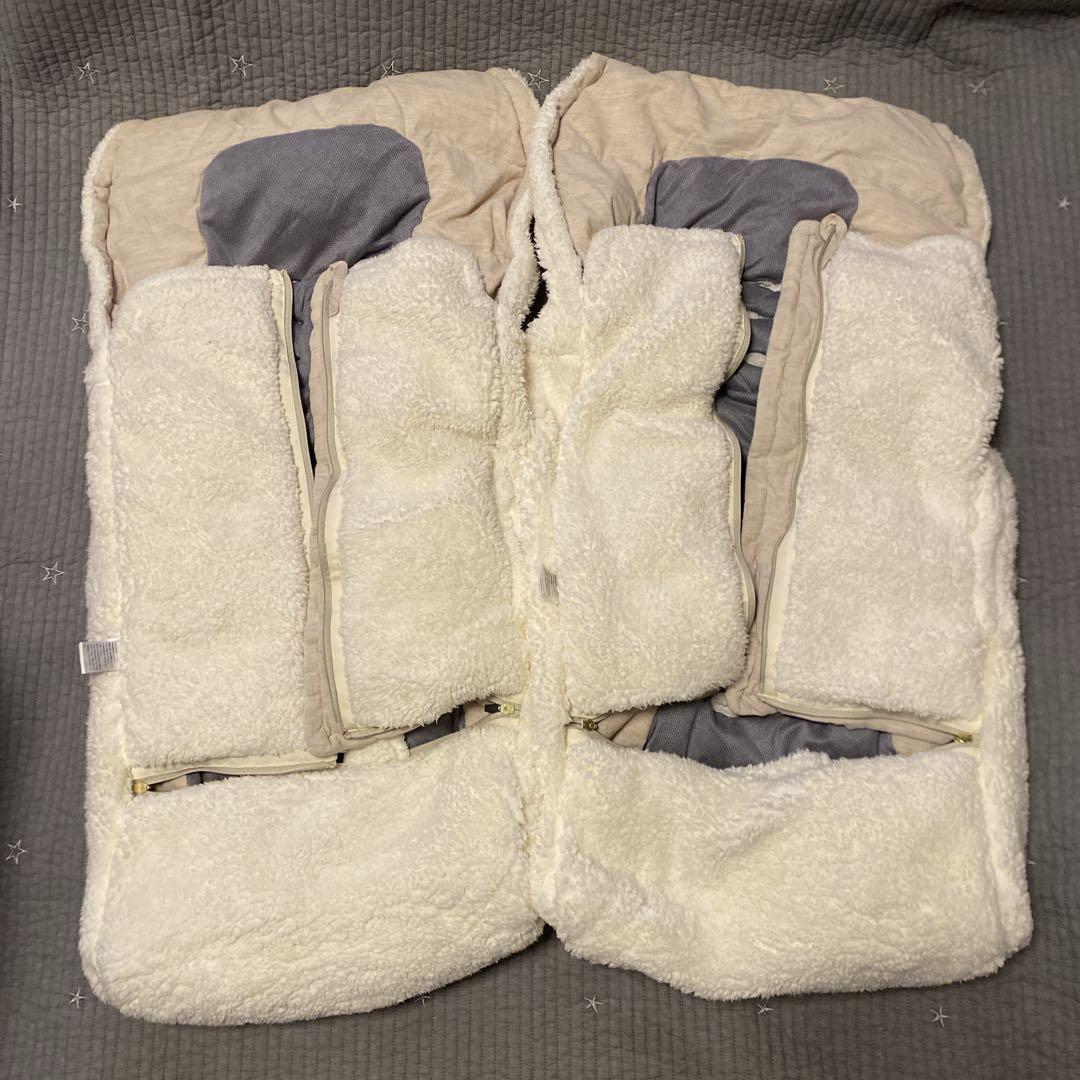 【美品】エアバギー 双子 ダウンフットマフ トップライン ベージュ　ベビーカー