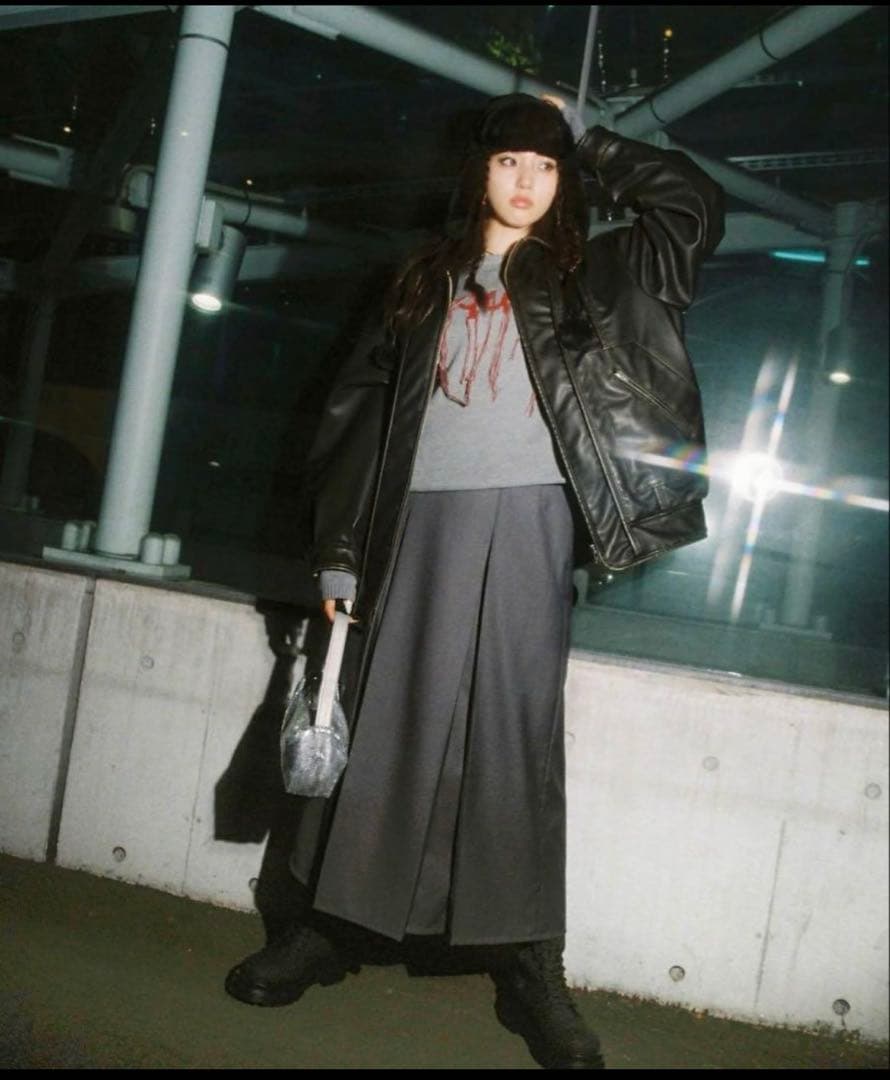 LAGUA GEM フェイクレザーヴィンテージジャケット　ブラック