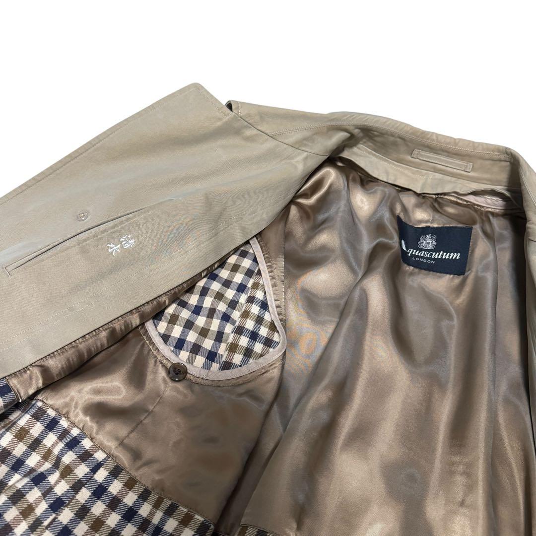 アクアスキュータム カシミヤウール　ライナー付 ステンカラーコートベージュ XL