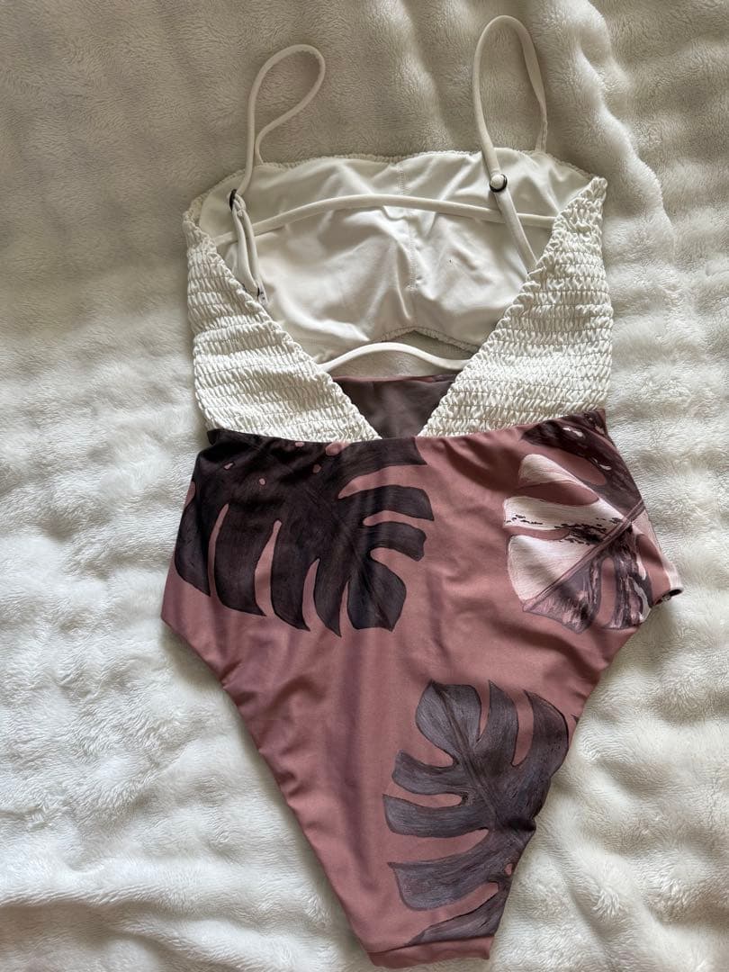 ALEXIA STAM モンステラ柄 ワンピース水着 S