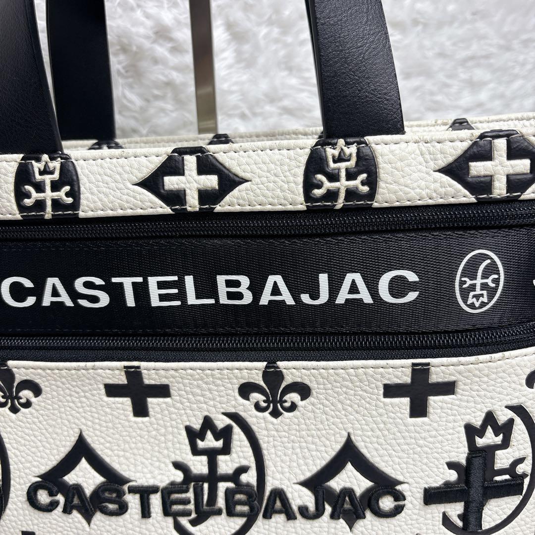 カステルバジャック トートバッグ ハンドバッグ 家紋 総柄 バイカラー
