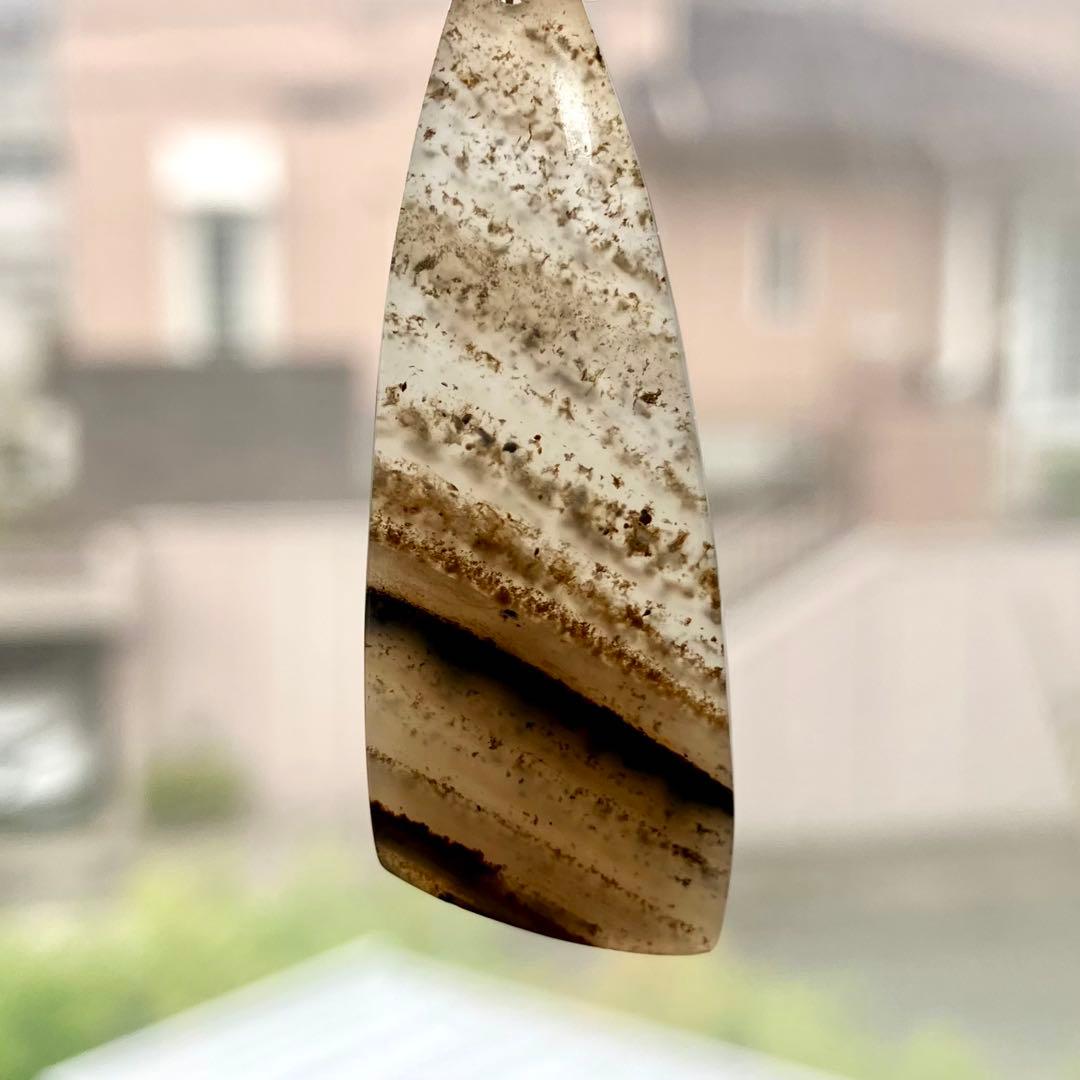 14kgf 天然石 一点物 モンタナアゲート 大ぶり ピアス イヤリング