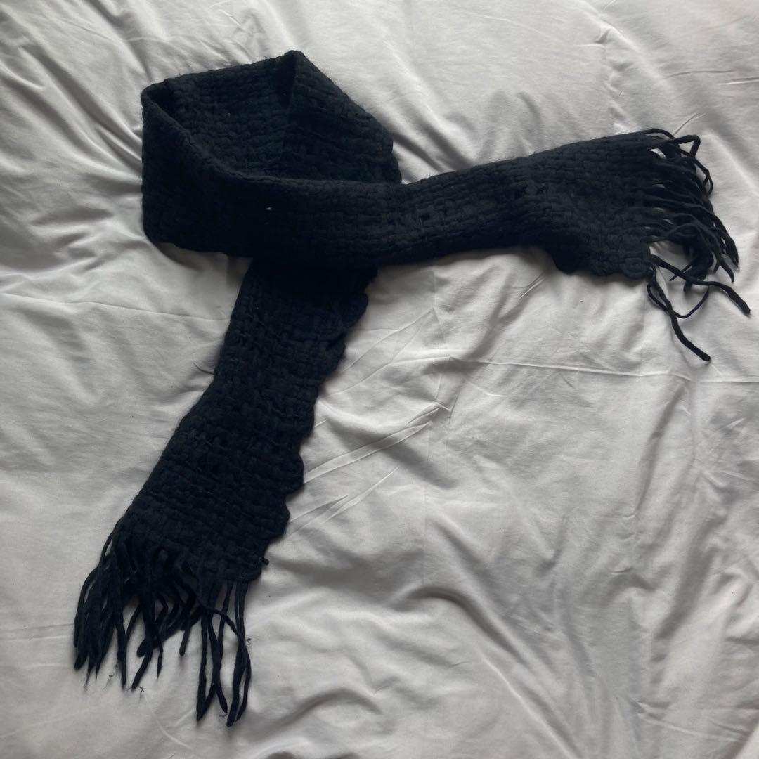 1999AW ISSEY MIYAKE ブラック 黒 マフラー 立体3Dニット