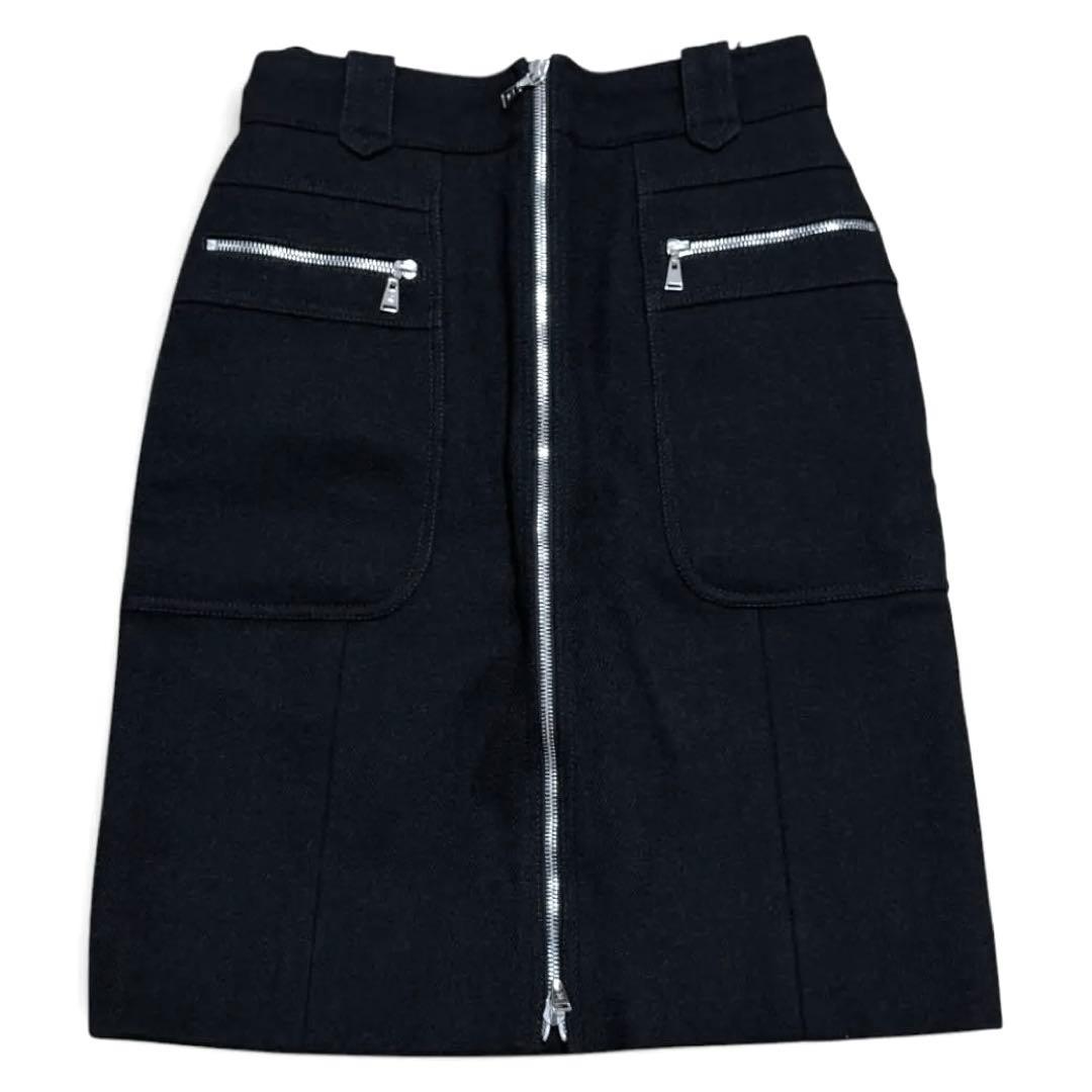 ルイヴィトン ウール ジップデザイン メルトンスカート ブラック