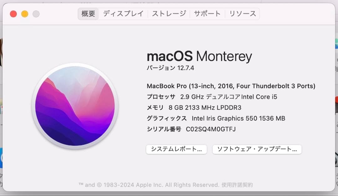 MacBook本体 MacBookPro 13inch A1706