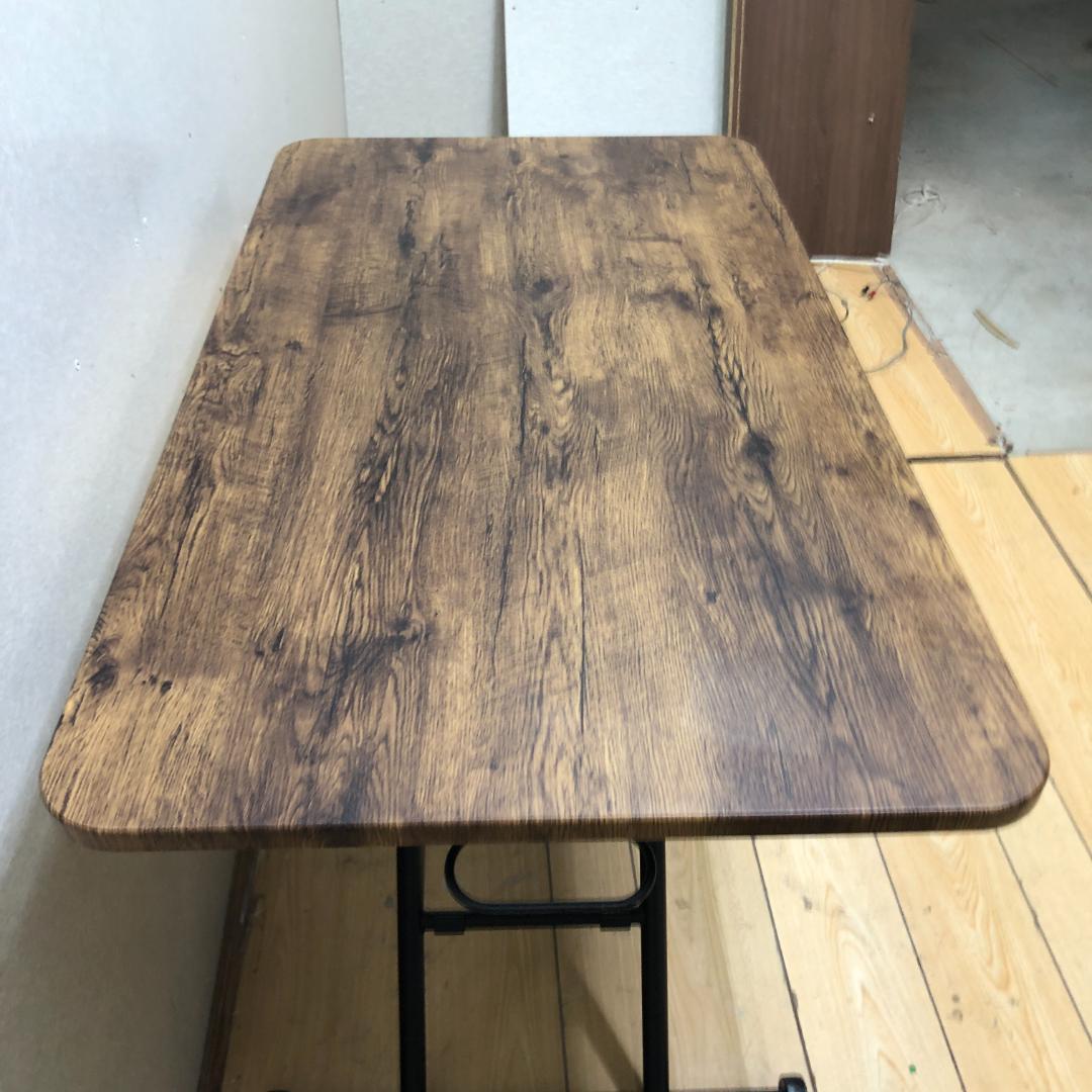 【送料無料】ガス昇降式 折りたたみテーブル キャスター付き デスク 250802